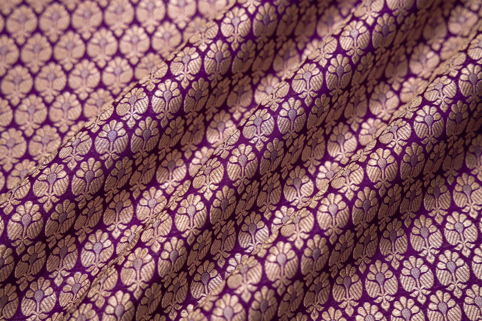 Purple Handwoven Banarasi Brocade Fabric