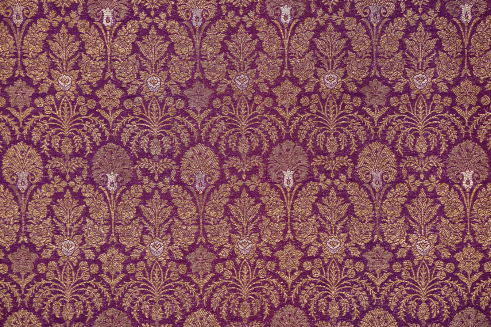 Purple Handwoven Banarasi Brocade Fabric