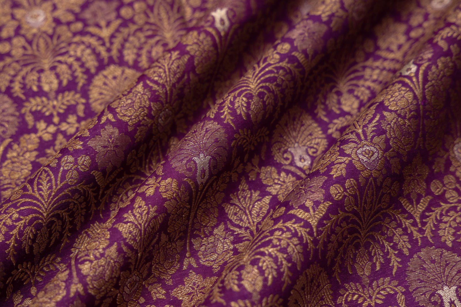 Purple Handwoven Banarasi Brocade Fabric