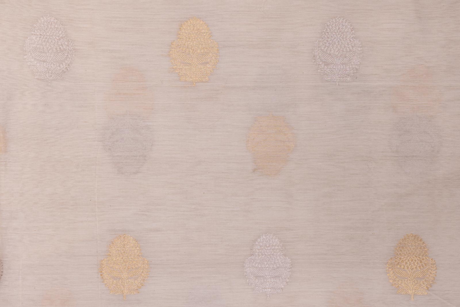 Off-White Handwoven Banarasi Cotton Fabric