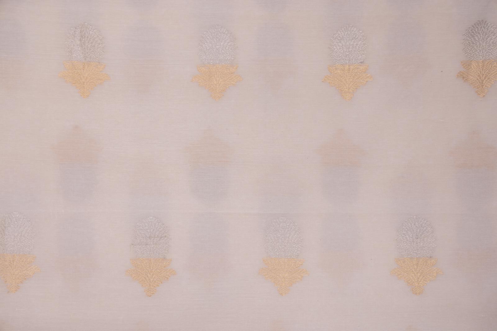 Off-White Handwoven Banarasi Cotton Fabric