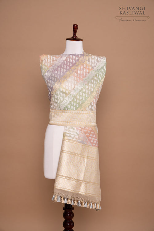 Multicolor Rangkat Handwoven Banarasi Kadhua Net Dupatta