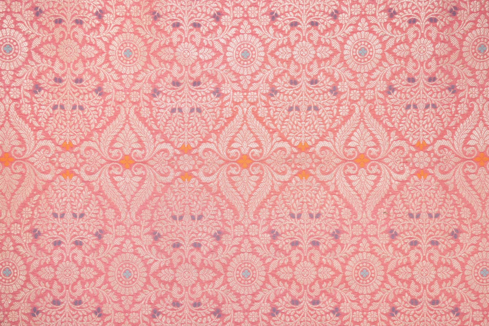 Peach Pink Handwoven Banarasi Brocade Fabric