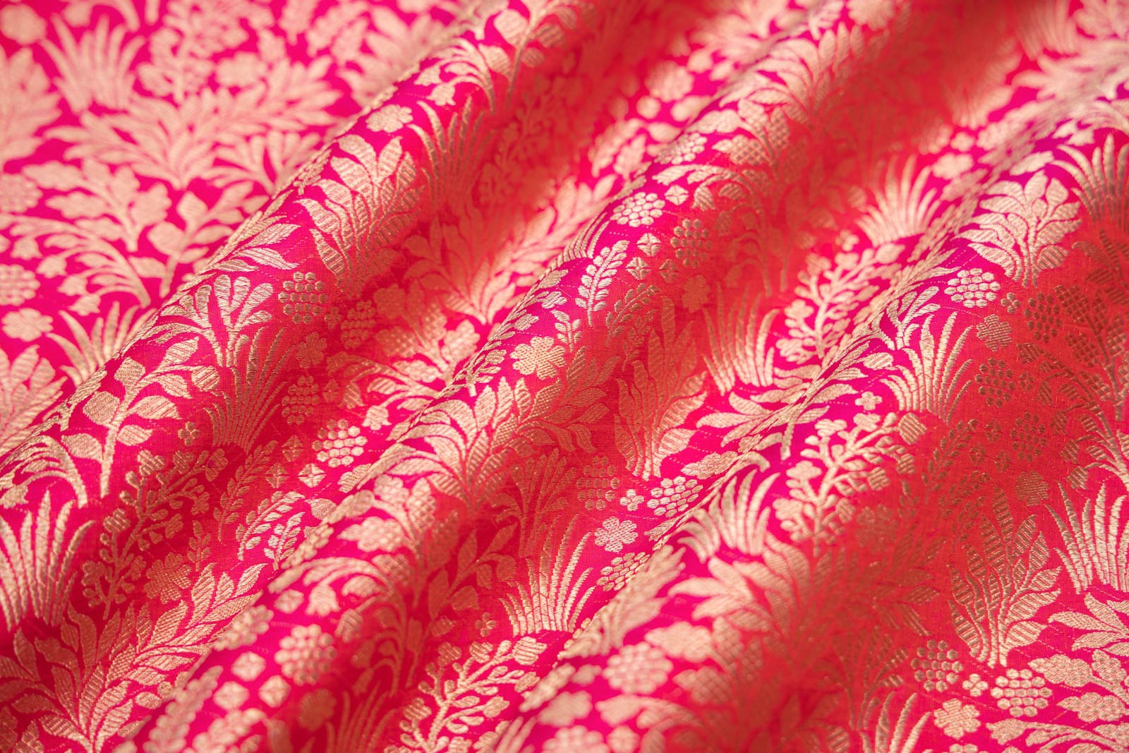 Pink Orange Handwoven Silk Fabric