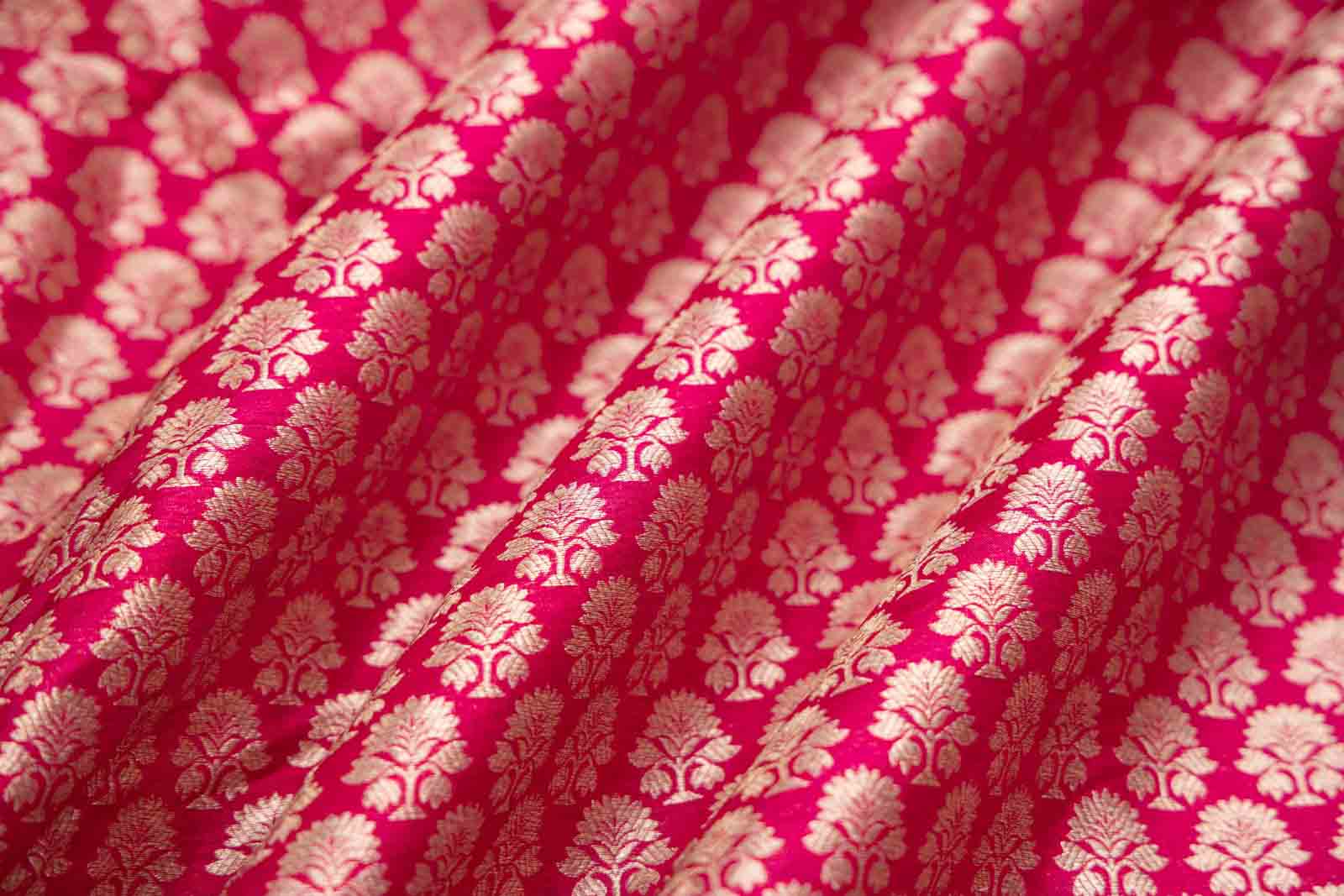 Fuchsia Pink Handwoven Banarasi Brocade Fabric