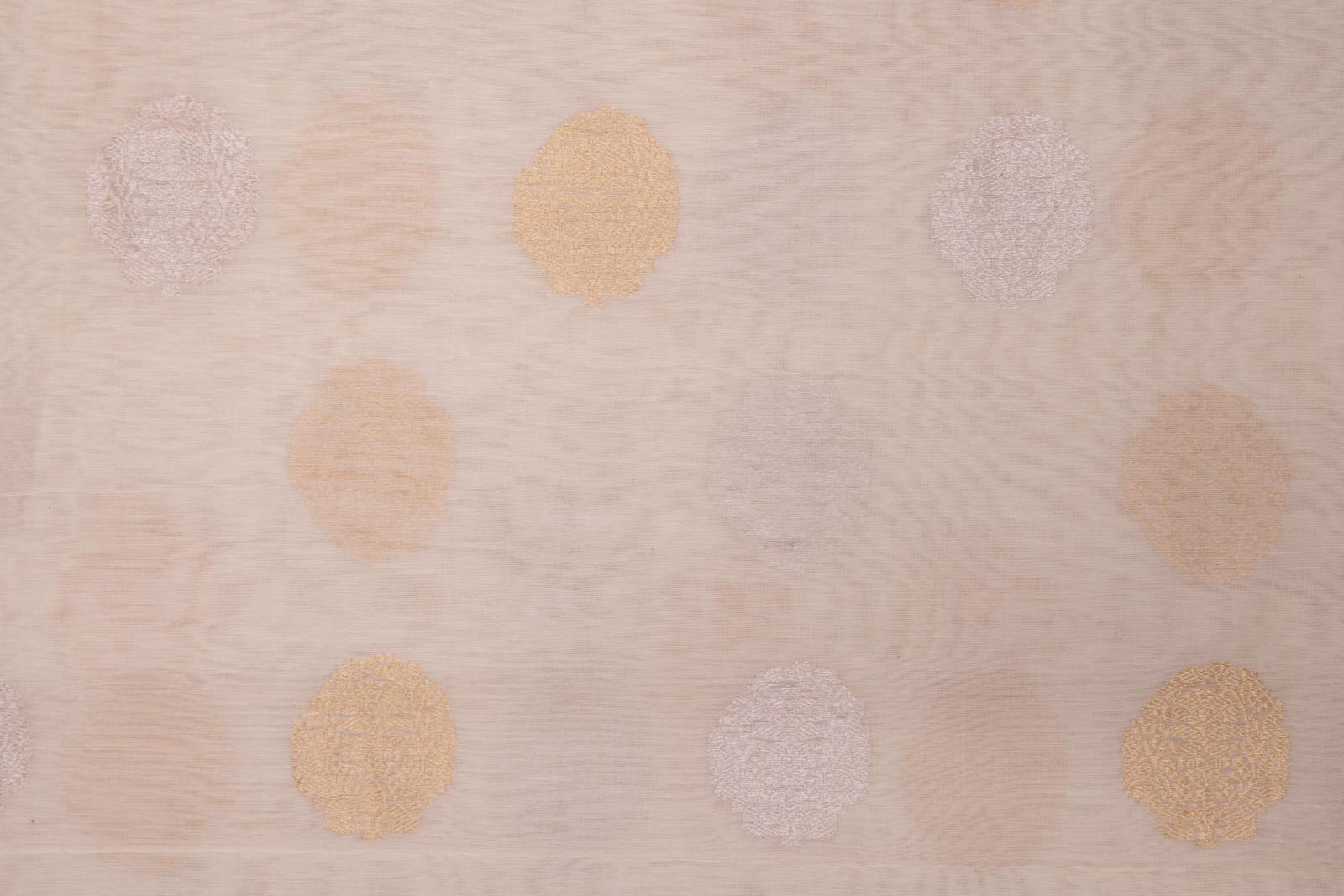 Off-White Handwoven Banarasi Cotton Fabric