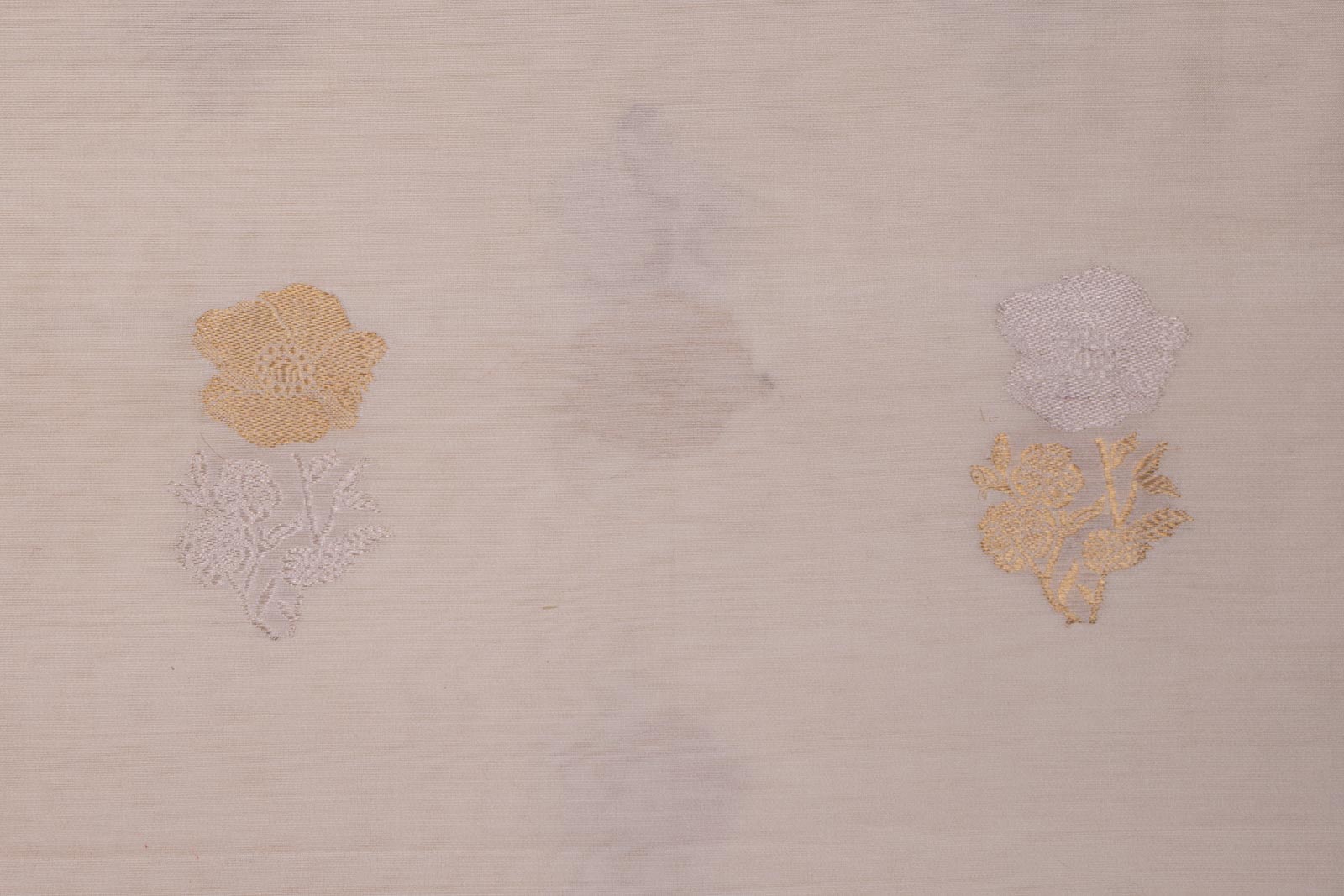 Off-White Handwoven Banarasi Chiniya Silk Fabric
