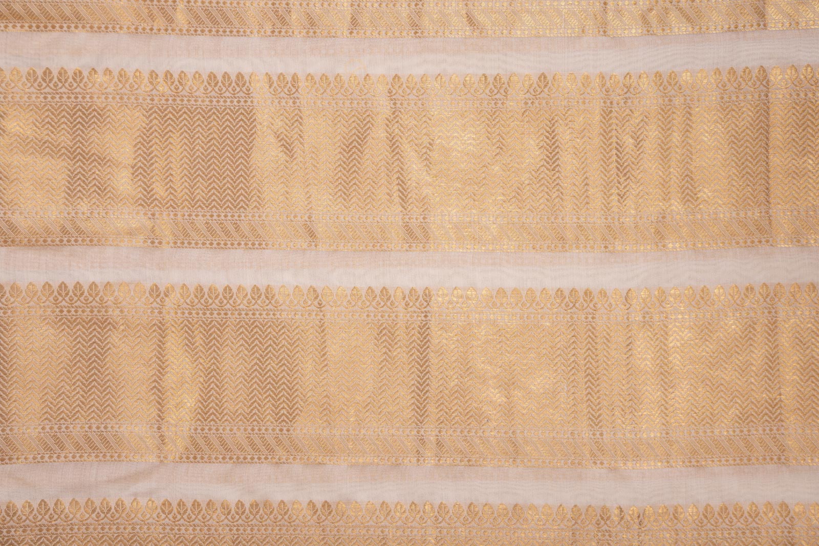 Off-White Handwoven Banarasi Silk Fabric