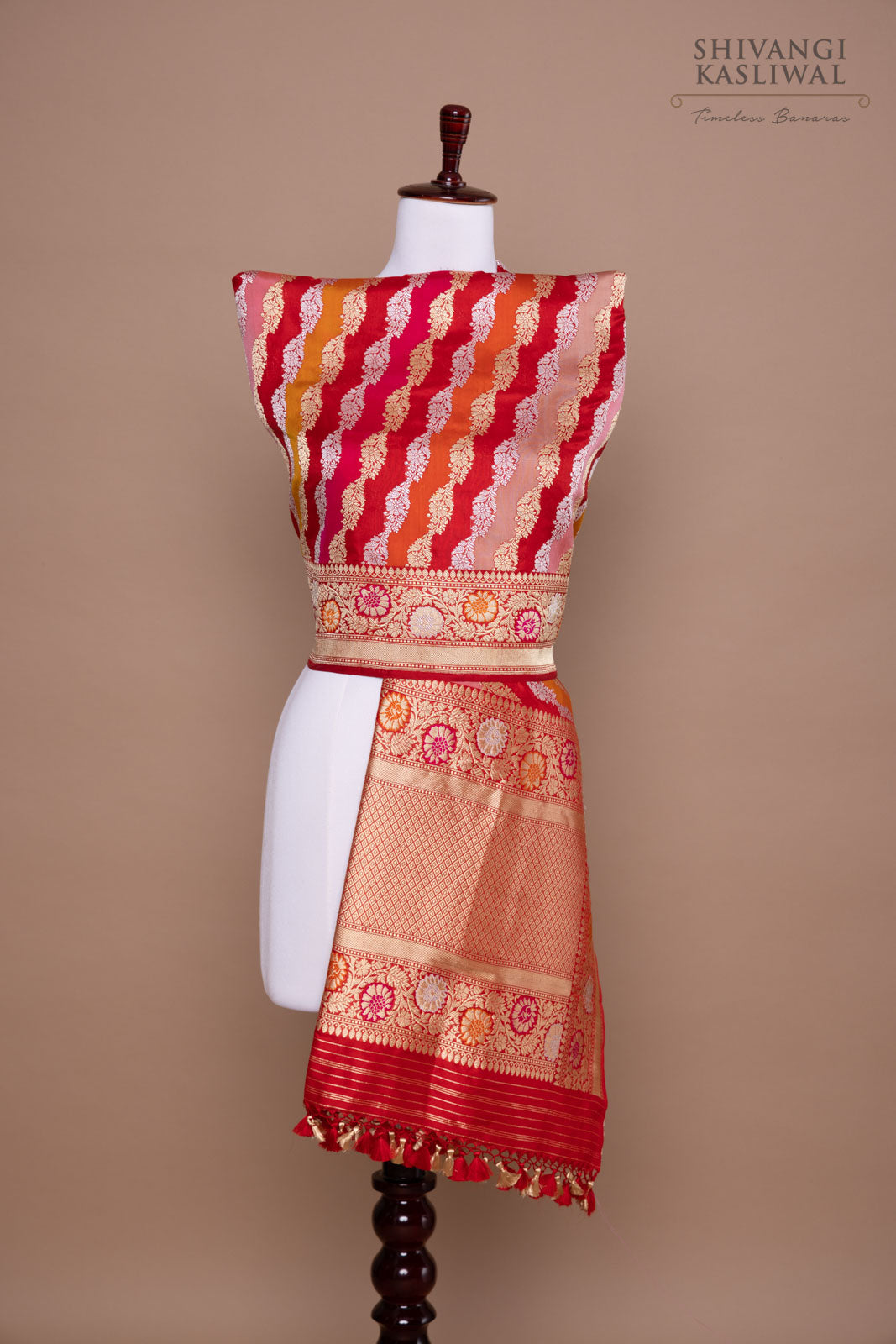 Multicolor Rangkat Handwoven Banarasi Kadhua Silk Dupatta