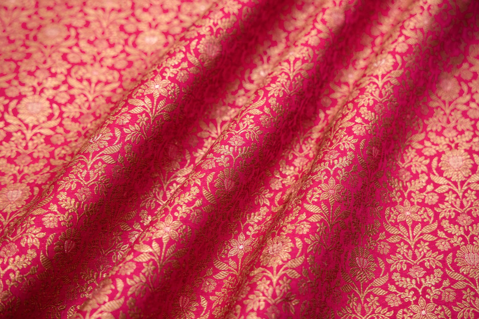 Fuchsia Pink Handwoven Banarasi Brocade Fabric