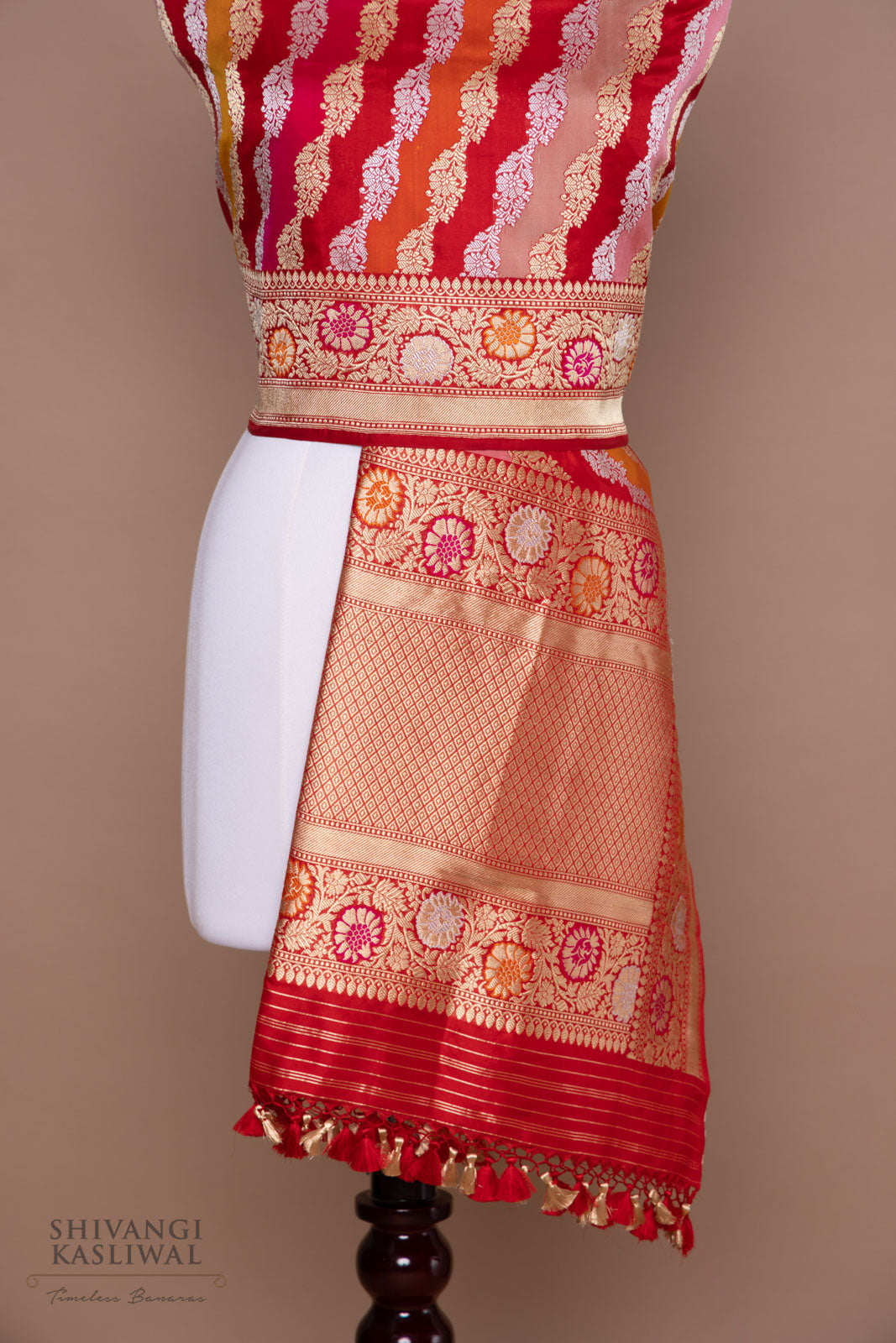 Multicolor Rangkat Handwoven Banarasi Kadhua Silk Dupatta