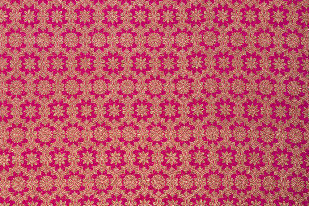 Fuchsia Pink Handwoven Banarasi Brocade Fabric