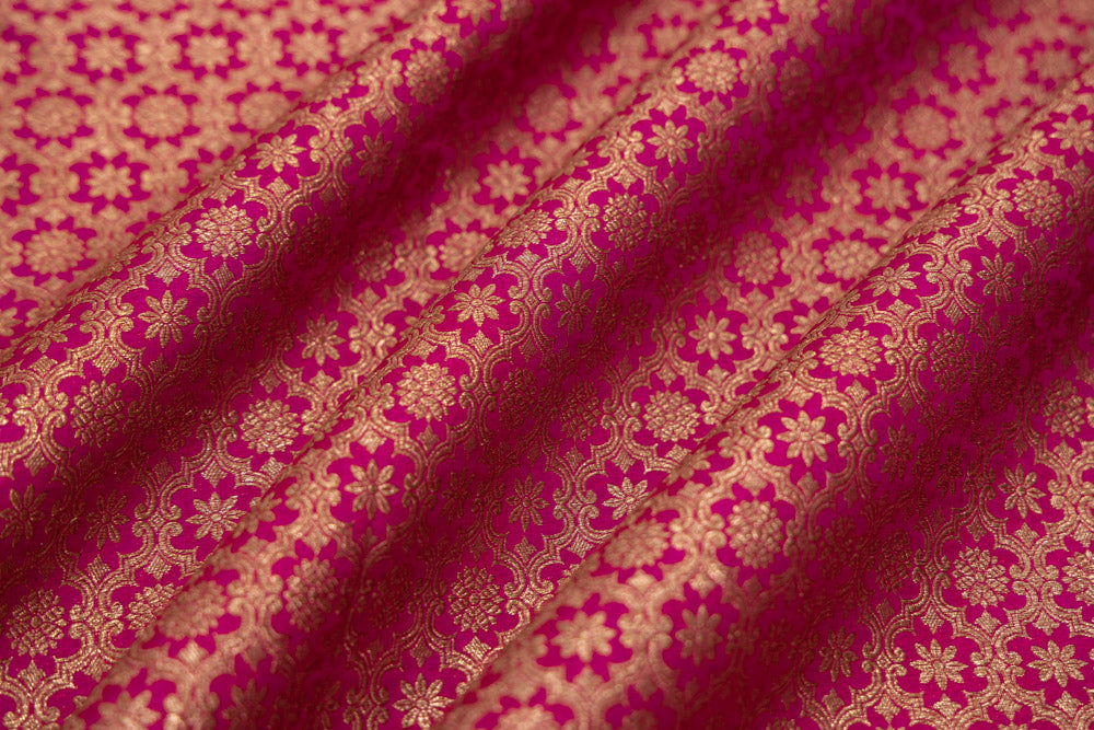 Fuchsia Pink Handwoven Banarasi Brocade Fabric