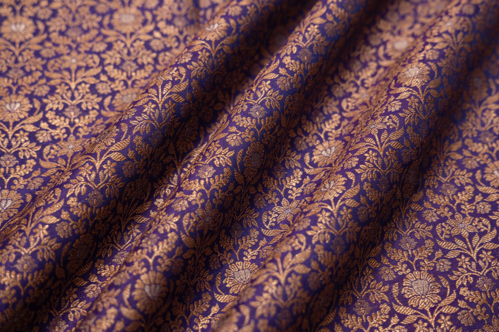 Blue Dual Tone Handwoven Banarasi Brocade Fabric