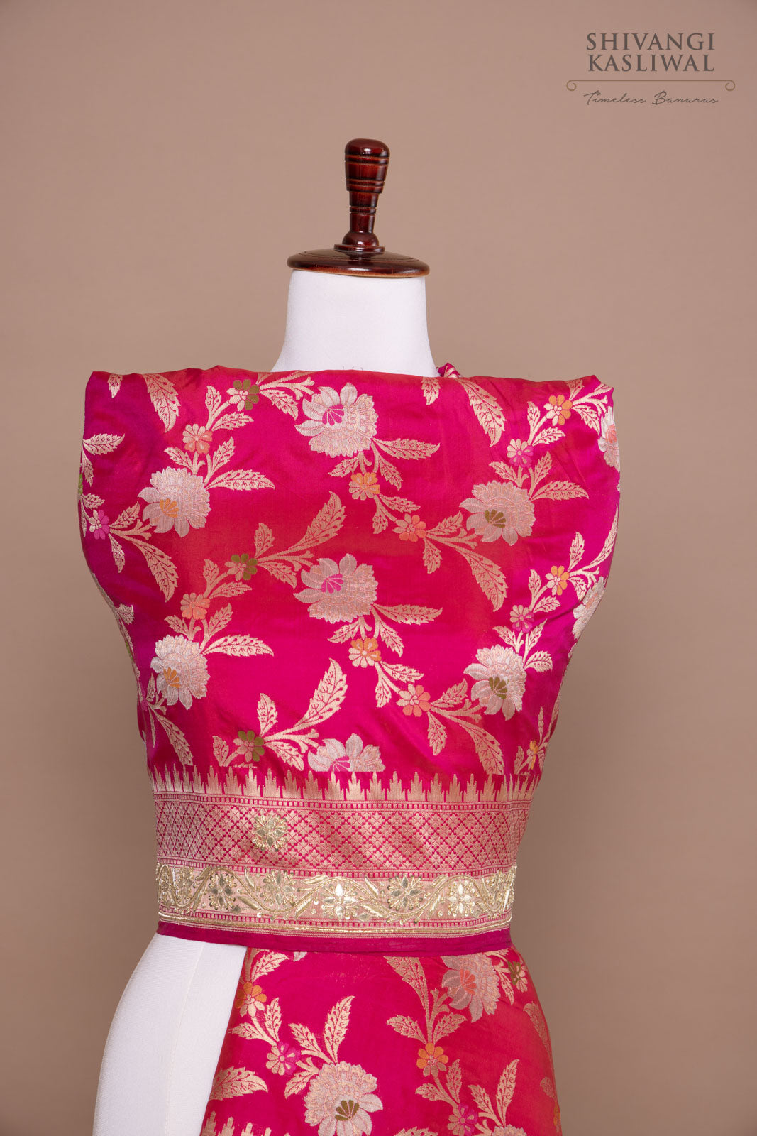 Pink Handwoven Banarasi Silk Dupatta with Hand Embroidery