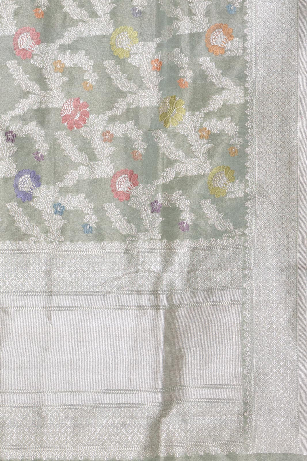 Pista Green Handwoven Banarasi Kadhua Tissue Silk Dupatta