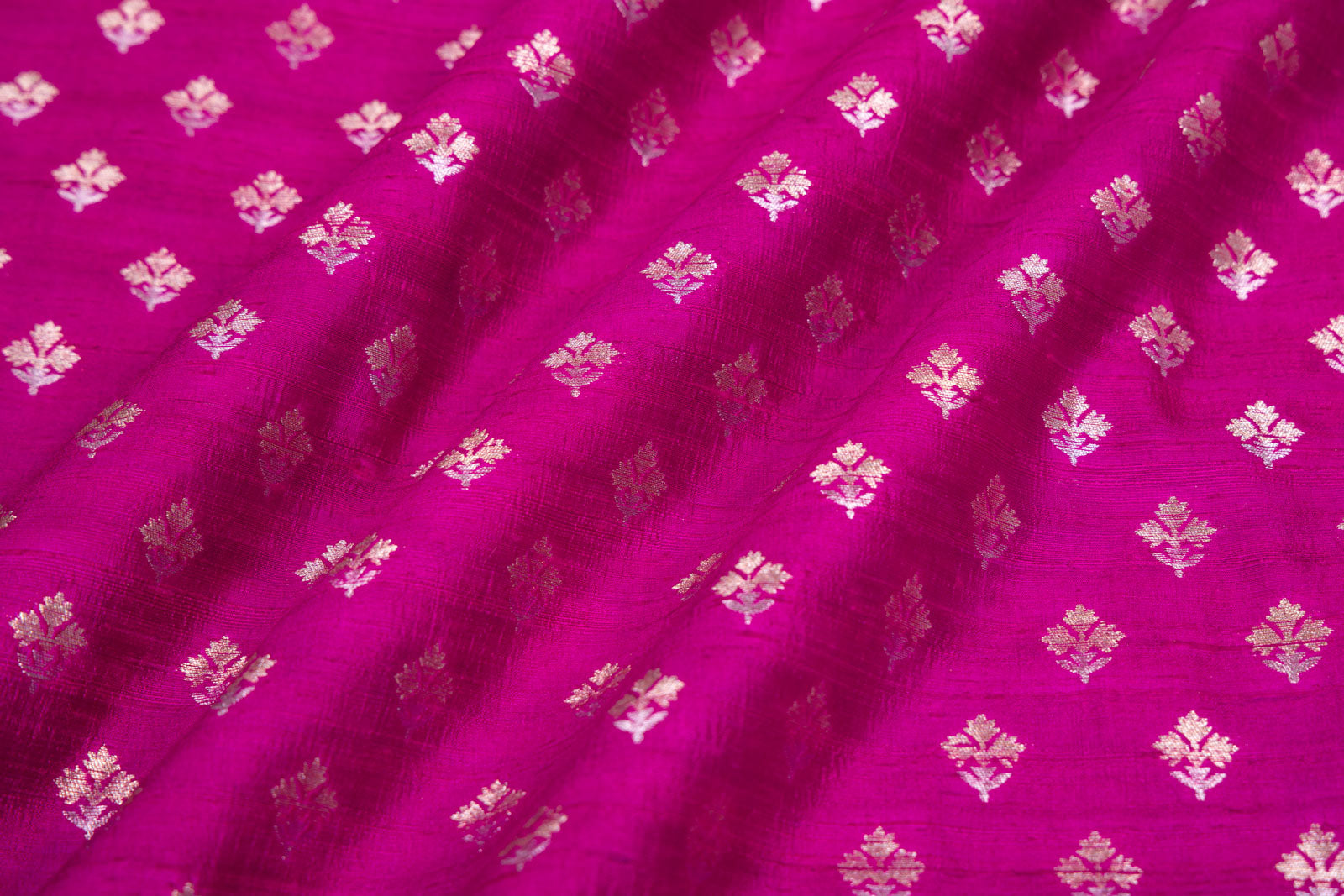 Magenta Pink Handwoven Banarasi Raw Silk Fabric