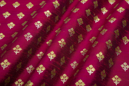 Wine Handwoven Banarasi Raw Silk Fabric