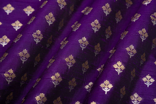 Purple Handwoven Banarasi Raw Silk Fabric