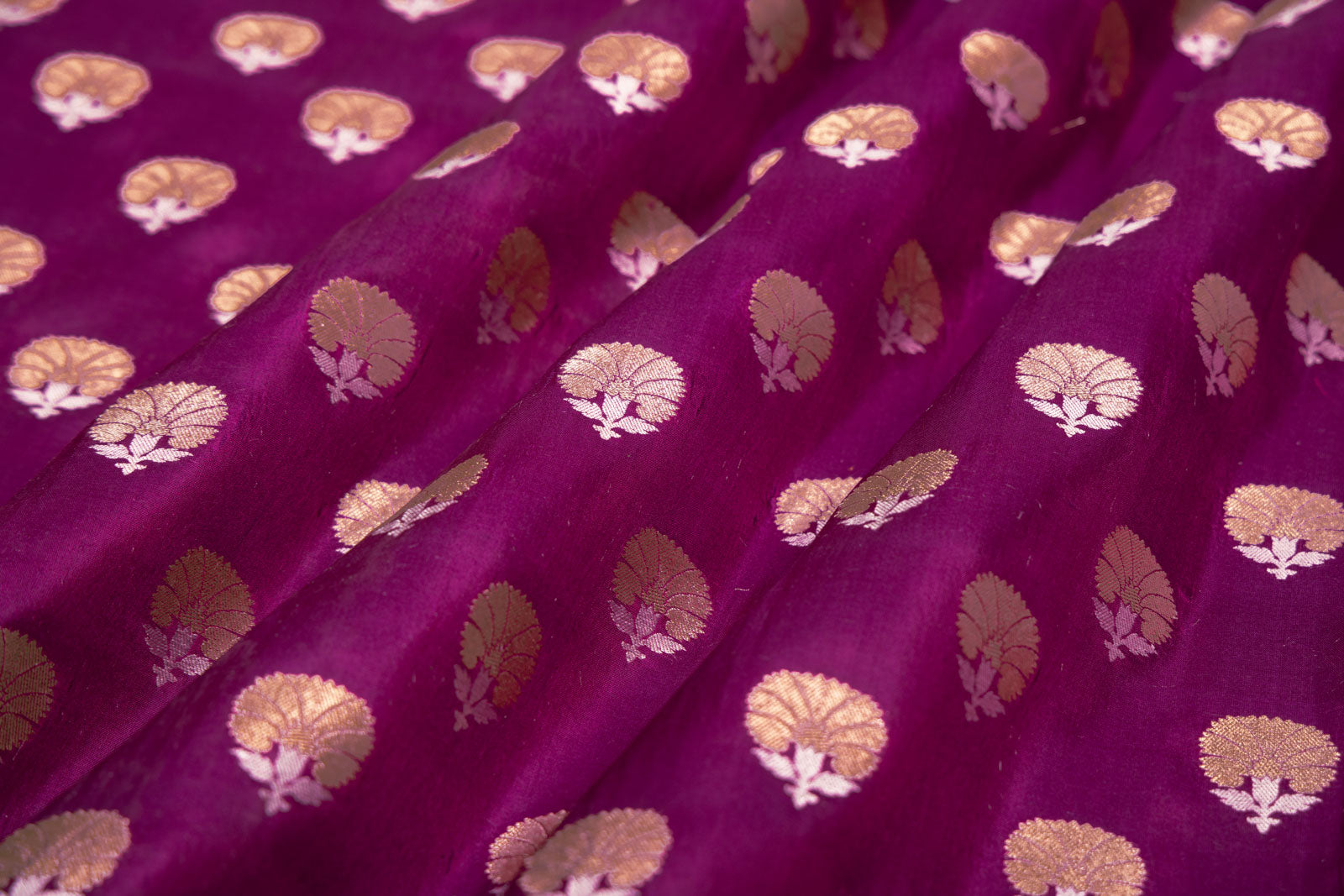 Magenta Pink Handwoven Banarasi Silk Fabric
