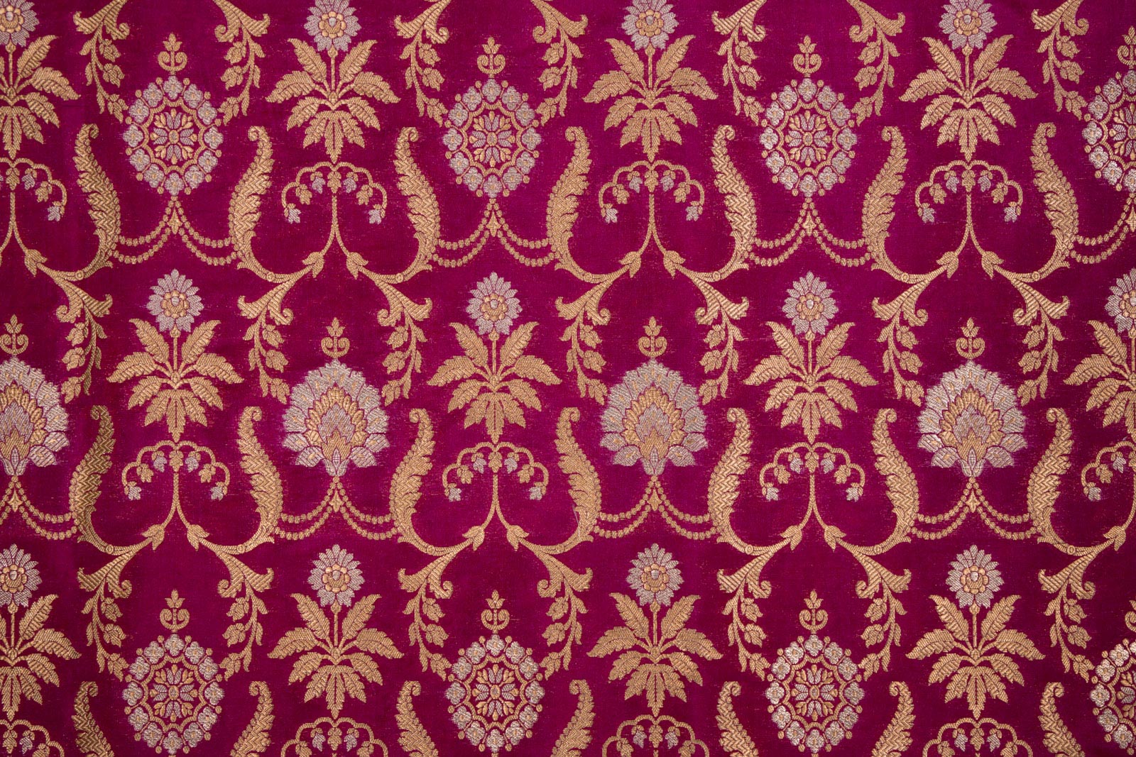 Magenta Pink Handwoven Banarasi Silk Fabric