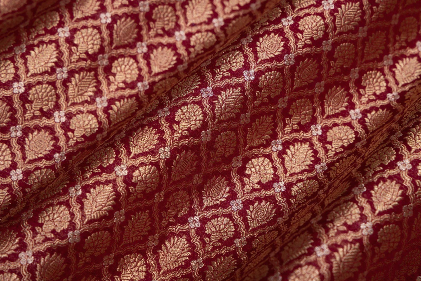 Maroon Handwoven Banarasi Brocade Fabric