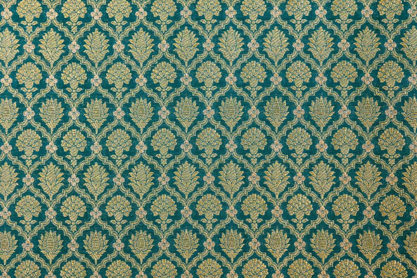 Peacock Blue Handwoven Banarasi Brocade Fabric