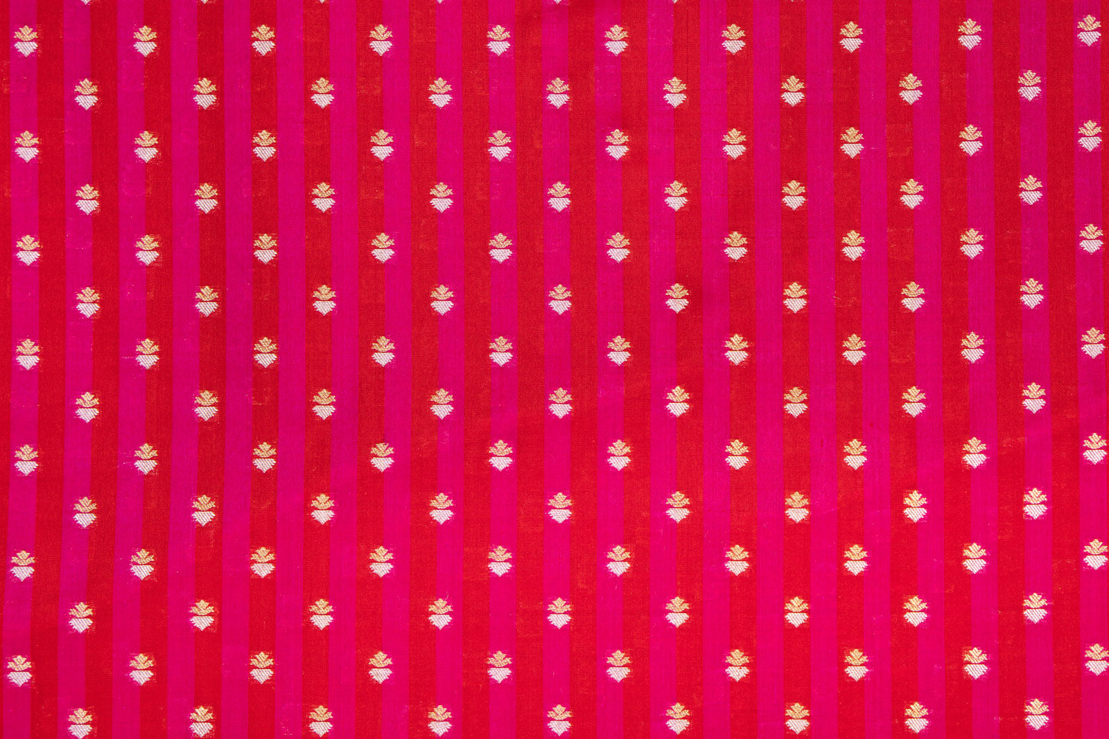 Red Pink Handwoven Banarasi Silk Fabric
