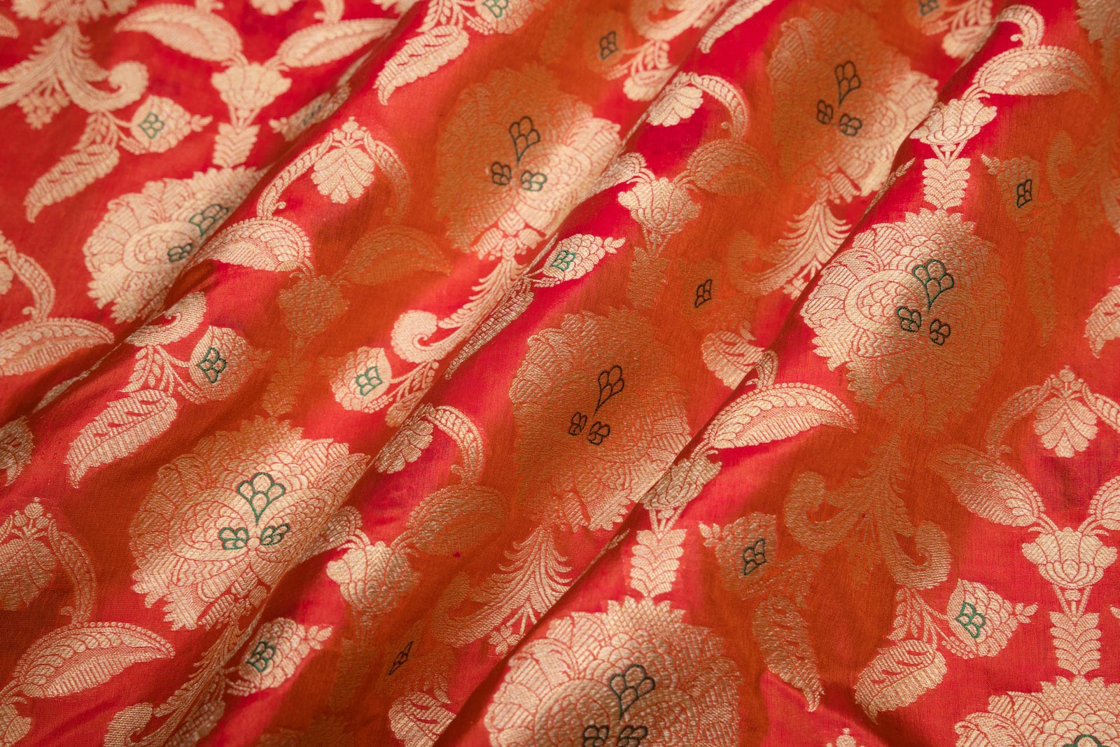 Red Handwoven Banarasi Silk Fabric