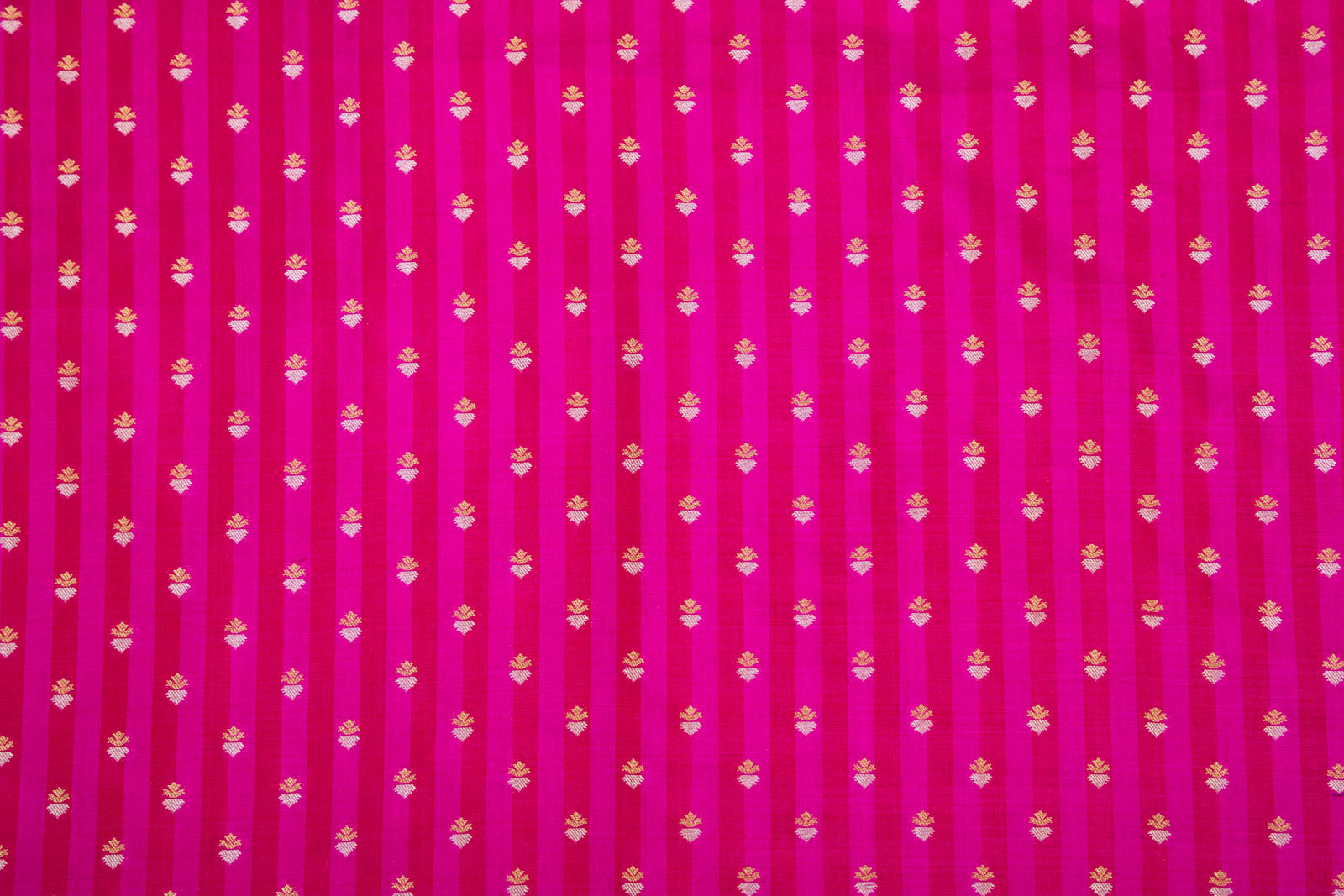 Pink Red Handwoven Banarasi Silk Fabric