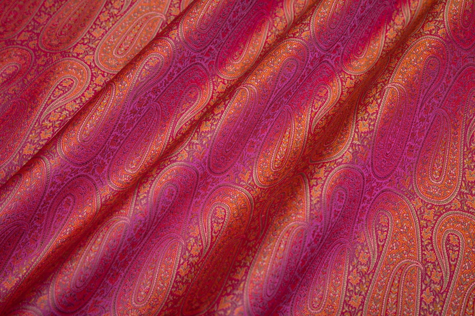 Rani Pink Handwoven Tanchoi Silk Fabric