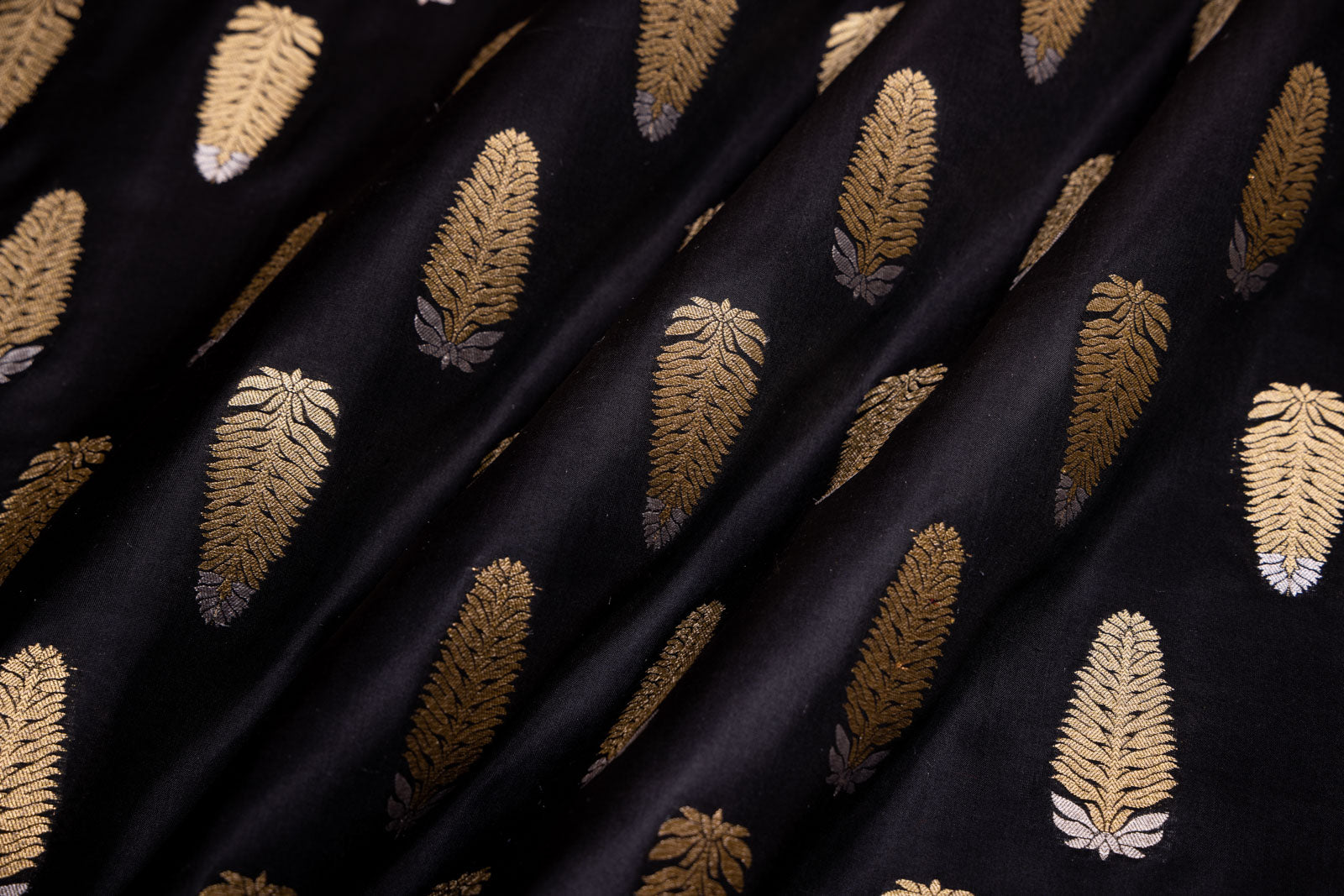 Black Handwoven Banarasi Silk Fabric