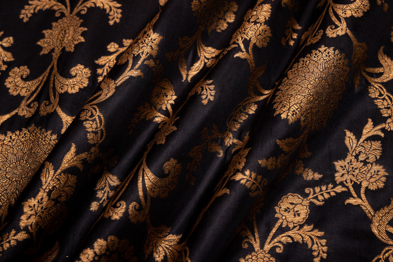 Black Handwoven Banarasi Silk Fabric