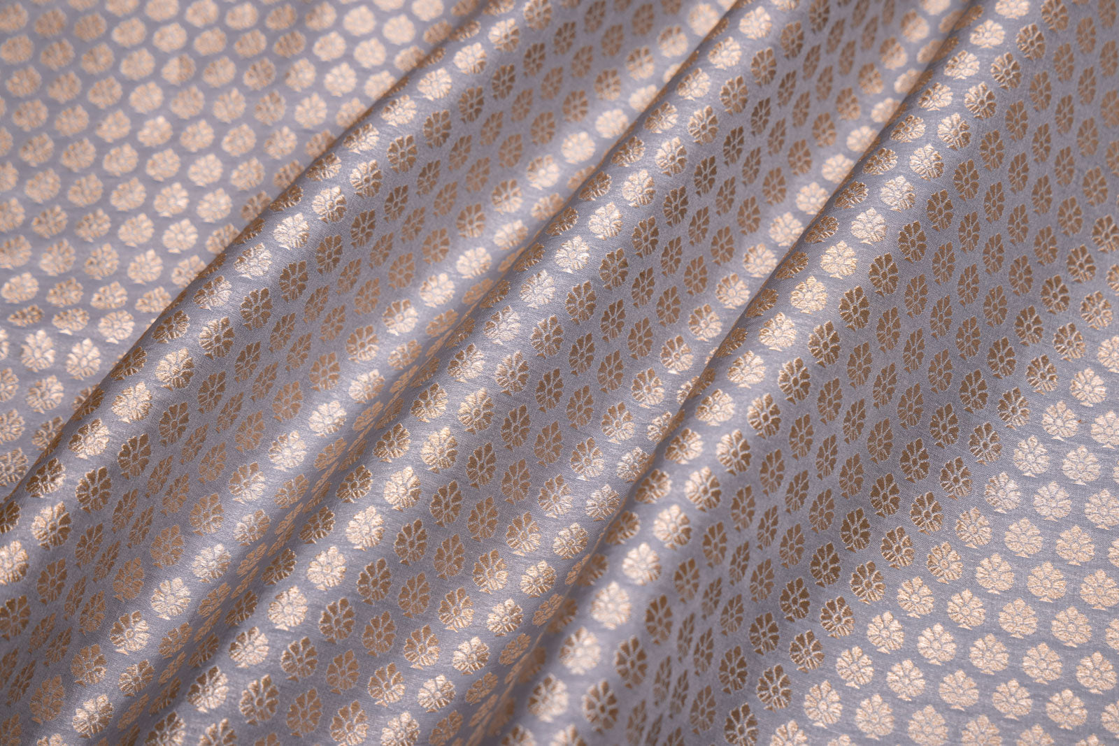 Grey Handwoven Banarasi Brocade Fabric