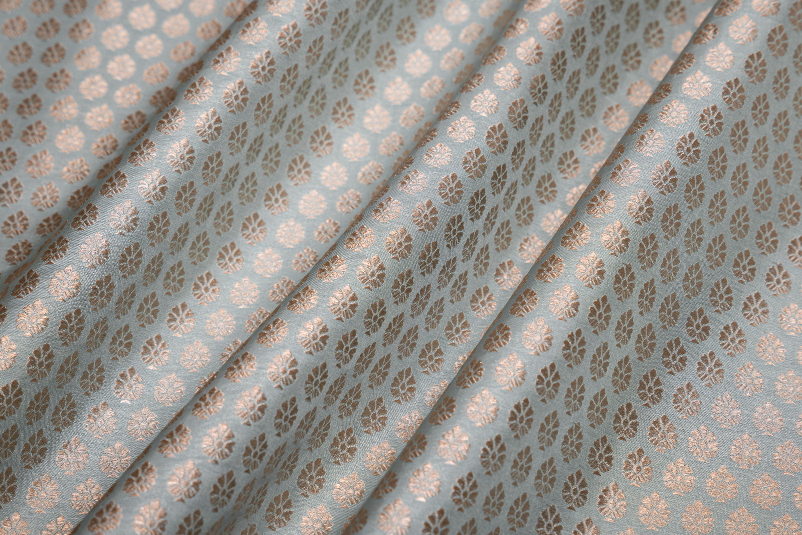Powder Blue Handwoven Banarasi Brocade Fabric
