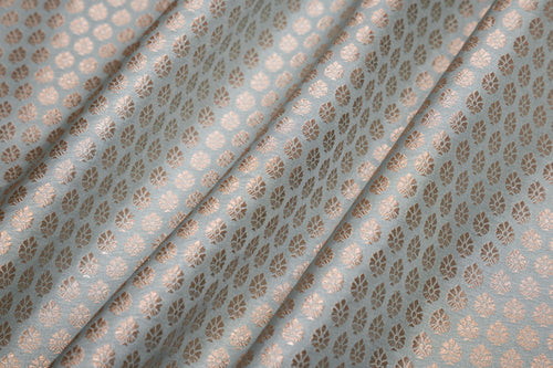 Powder Blue Handwoven Banarasi Brocade Fabric