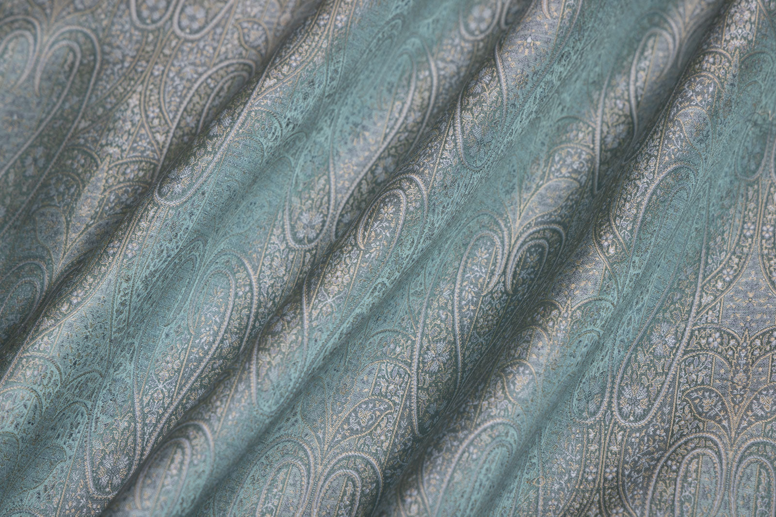 Powder Blue Handwoven Banarasi Tanchoi Silk Fabric