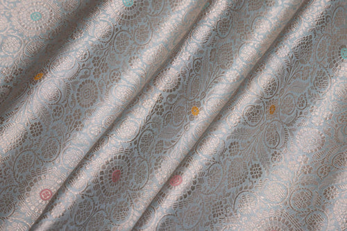 Powder Blue  Handwoven Banarasi Brocade Fabric