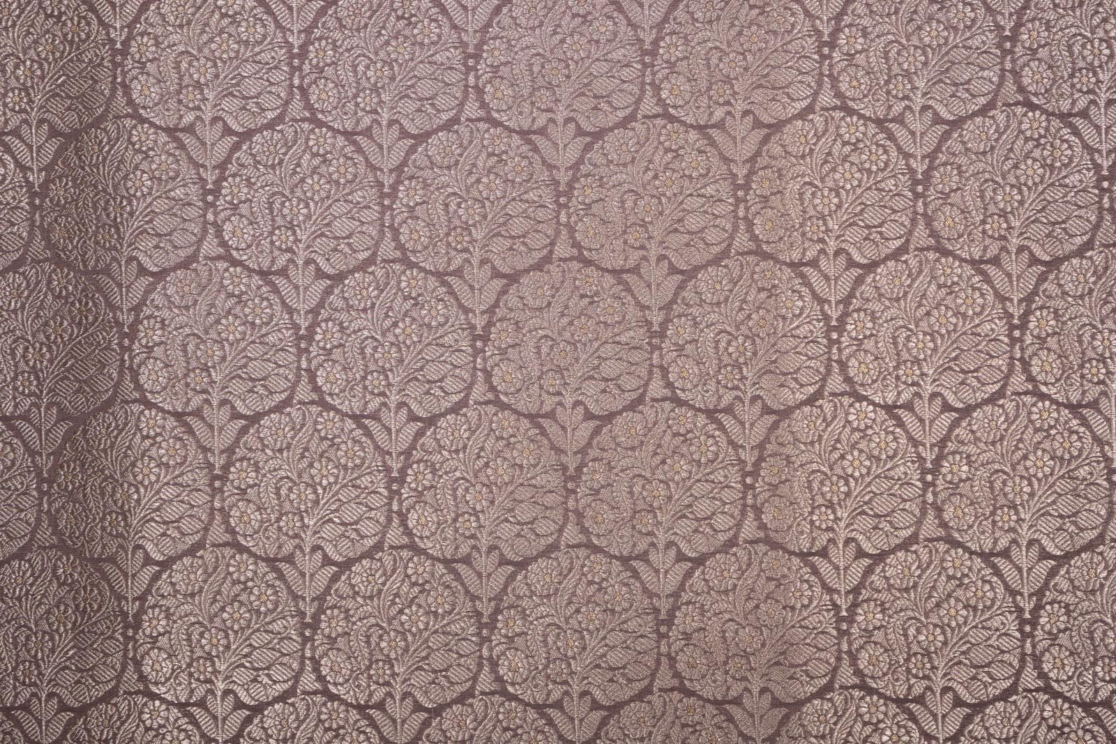 Greyish Brown Handwoven Banarasi Brocade Fabric