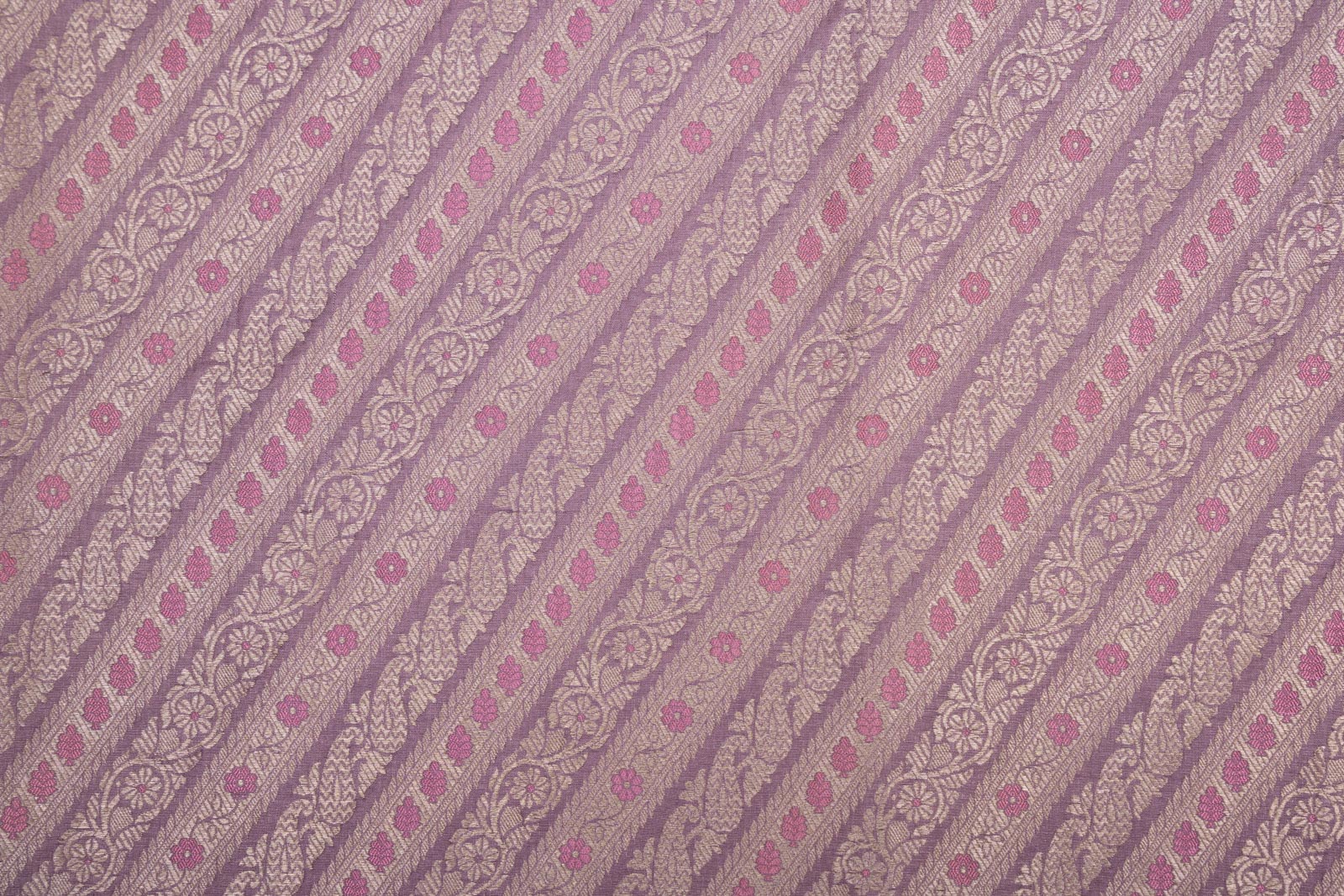 Lilac Handwoven Banarasi Silk Fabric