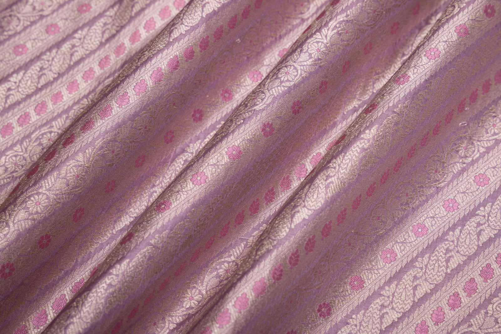 Lilac Handwoven Banarasi Silk Fabric