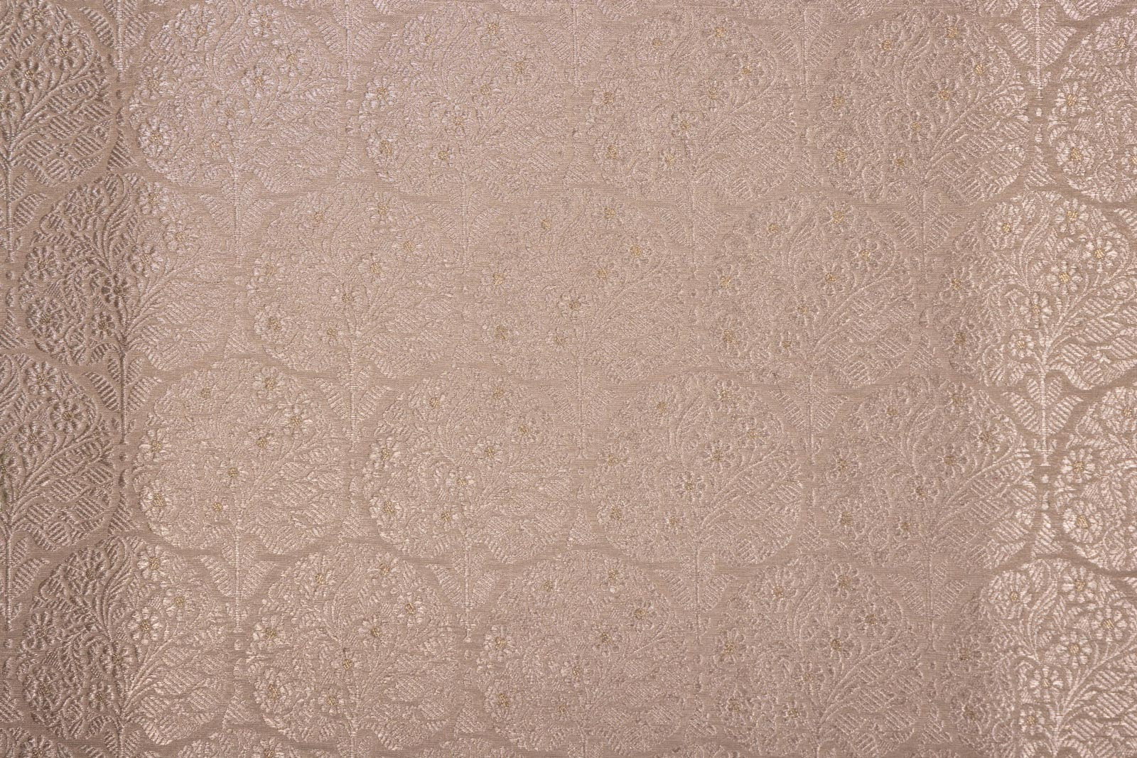 Beige Handwoven Banarasi Brocade Fabric