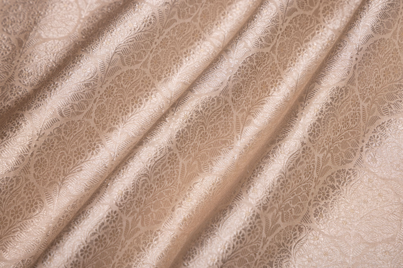 Beige Handwoven Banarasi Brocade Fabric