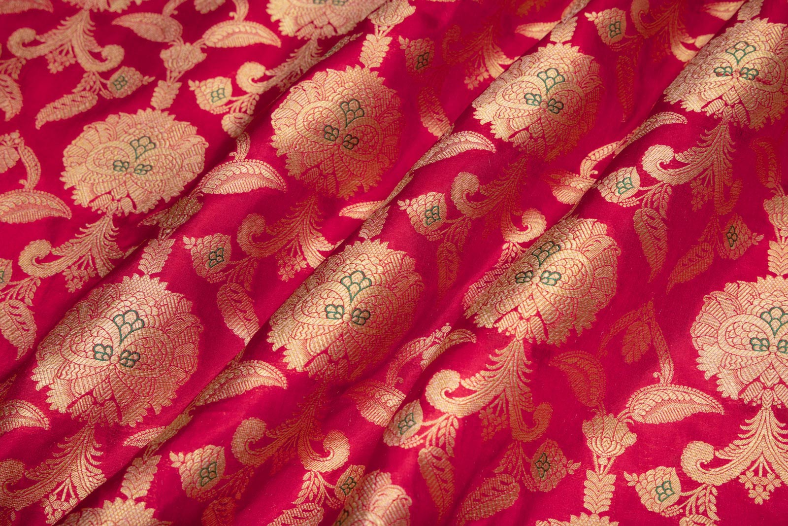 Pink Dual Tone Handwoven Banarasi Silk Fabric