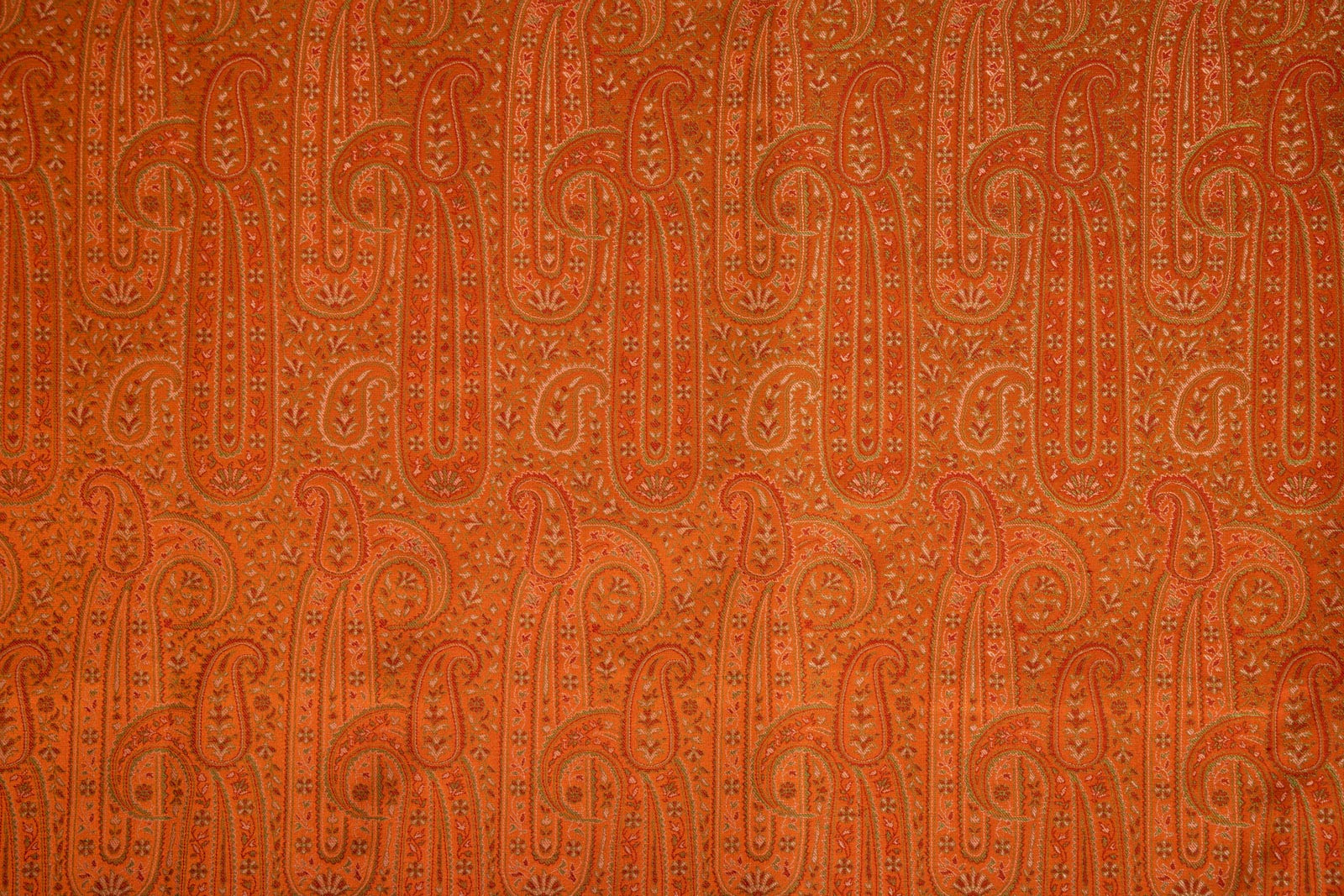 Orange Handwoven Banarasi Tanchoi Silk Fabric