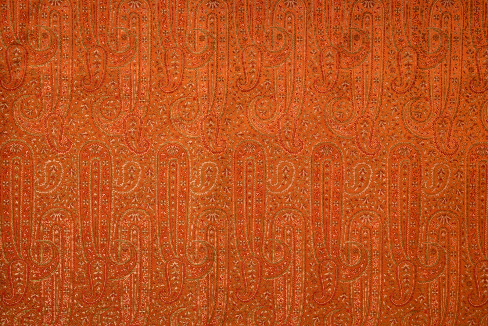 Orange Handwoven Banarasi Tanchoi Silk Fabric