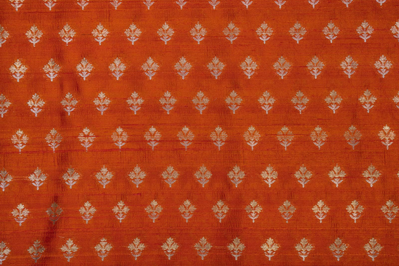 Orange Handwoven Banarasi Raw Silk Fabric