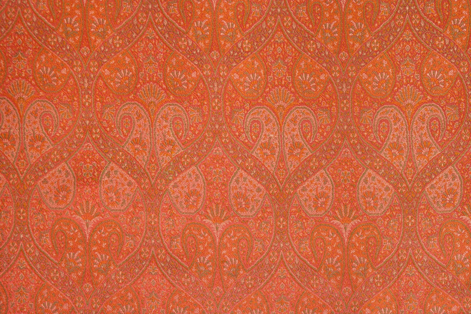 Orange Pink Handwoven Banarasi Tanchoi Silk Fabric