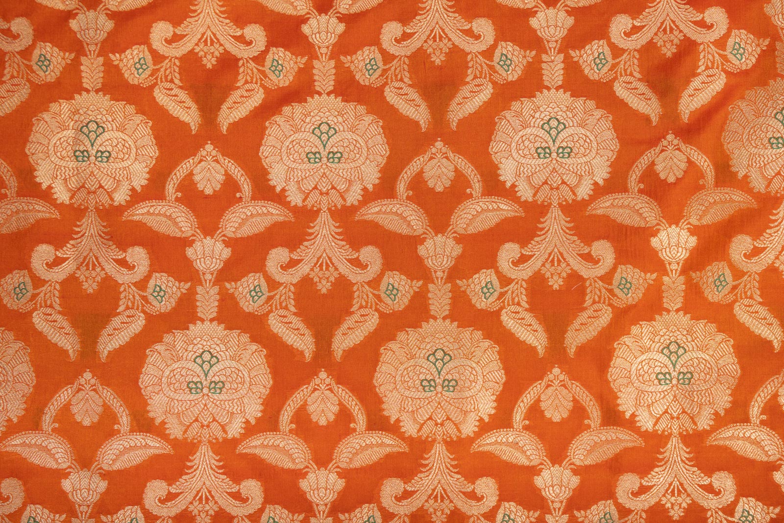 Orange Handwoven Banarasi Silk Fabric