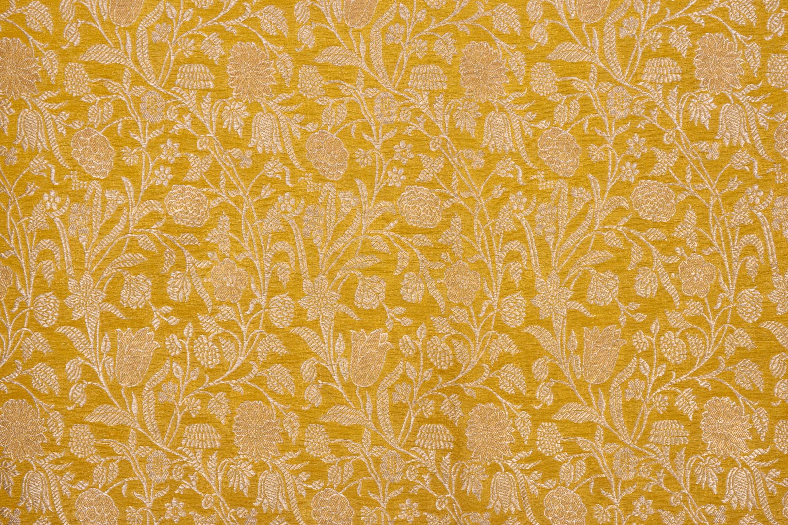 Yellow Handwoven Banarasi Brocade Fabric